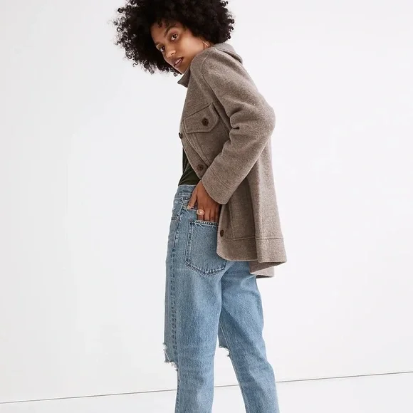 Madewell Oversized Boiled Wool Bridgman Sweater Jacket Grey - Picture 5 of 8